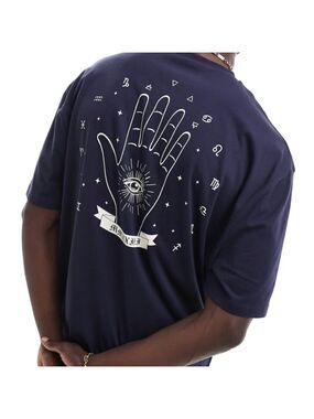 🐈Asos Oversized T-Shirt in Navy with Celestial Back Print XXL